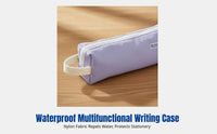 Minimalist Student Doublecompartment Pencil Case, Waterproof Nylon, Large Capacity, Portable Stationery Bag
