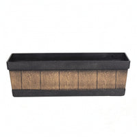 Plastic Planter with Faux Wood Grain Low-Height Rectangular Planter Rustic Flower Box Farmhouse for Gardeners