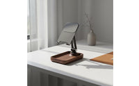 Phone Stand with Wood Base Stable Wooden Phone Stand Portable Holder with Tray for Office