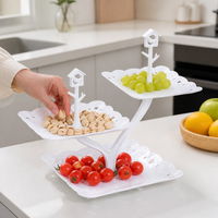 Tiered Serving Stand, Matte White Cupcake Stand for Coffee Table, Premium Dessert Display Stand, Creative Food Risers for Afternoon Tea