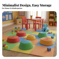 Colorful Balance Stepping Stones Indoor and Outdoor Use Kids Stepping Stones Anti-Slip Sensory Balance Beam Set Open Combination for Children, Preschoolers, Toddlers, Kindergarten, Preschool, Daycare, Playroom