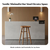 Nordic Design Backless Round Bar Stool Minimalist Design Counter Chair Stable Widened Base Seating Furniture Floor Protection Loop for Cafe Owners, Homeowners, Adults, Pub, Kitchen Island, Living Room, Office