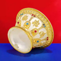 Tibetan Alloy Offering Bowl Set with Auspicious Symbols