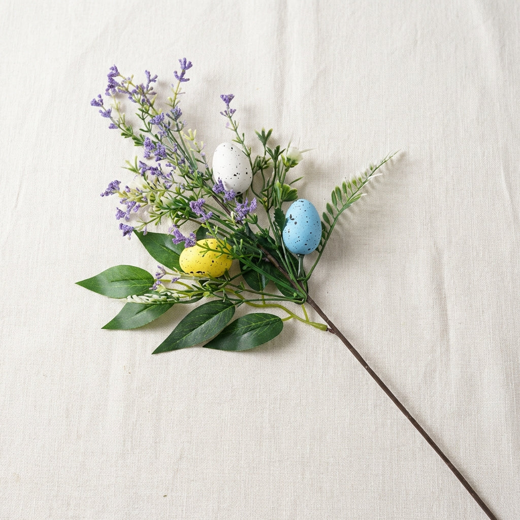 Easter Egg Branch Bright Colors Easter Floral Pick Colorful Speckled Egg Branch for Decorators, Party Hosts, Wreath Making, Living Room, Dining Table