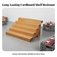 Moisture-Proof Cardboard Step Shelf Easy to Assemble Fruit Display Steps Heavy-Duty 3-Tier Display Stand Flat Pack for Retailers, Shop Owners, Supermarkets, Grocery Shop S, Agricultural Markets, Temporary Shops