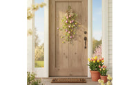 Burlap Easter Egg Swag Handmade Hanging Easter Floral Vine Speckled Eggs for Front Door, Table Centerpiece, Mantel