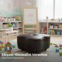 Movable with Wheels Clover-Shaped Wheeled Pouf Padded Seat Low Stool Tufted Button Accent Footrest for Adults, Children, Living Room, Bedroom, Entryway