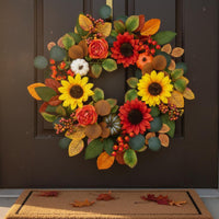 Thanksgiving Wreath Pumpkin Decoration Harvest Wreath Foliage Garland Design