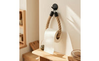 Toilet Tissue Holder Wall-Mounted Toilet Tissue Holder with Rope Bathroom Accessory Matte Black Hardware Easy to Install