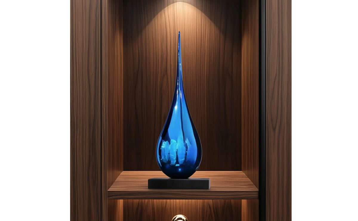 Teardrop Sculpture Sleek Sculpture with Marble Base Minimalistic Sculptural Decorative Piece for Living Room, Office Lobby