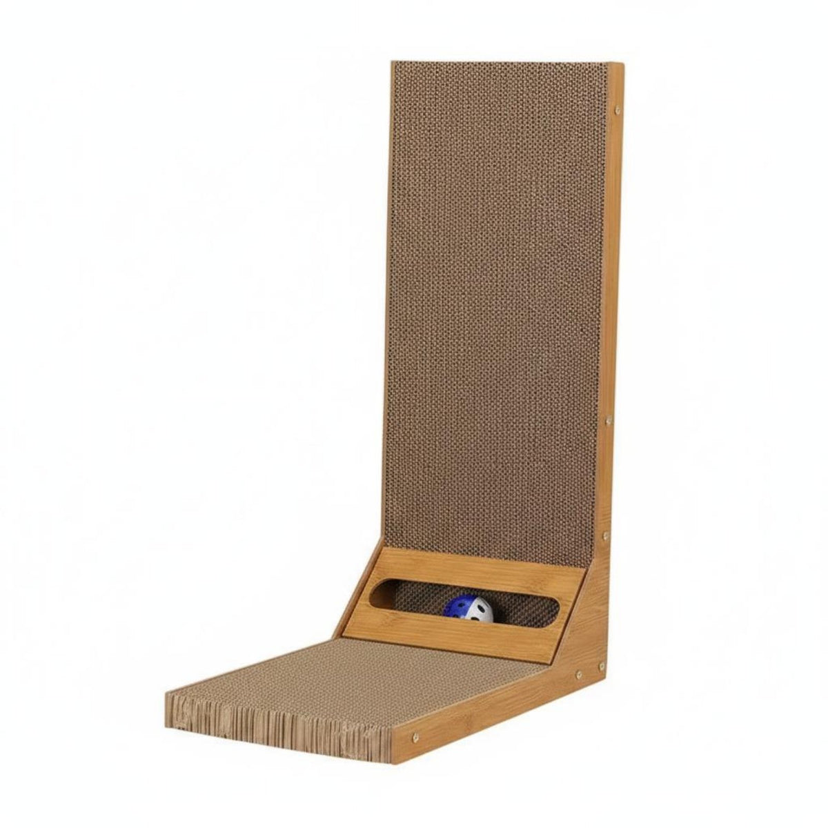 L-Shaped Cat Scratcher Wear-Resistant L Shaped Cat Scratcher Toy Ball Included Scratch Pad for Living Room
