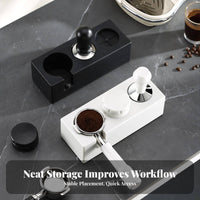All-in-Single Organizer Espresso Tamper and Distributor Holder Multi-Size Compatible Portafilter Tamping Stand Non-Slip Base