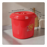 Moisture-Proof Rice Storage Container Festive Design Red Rice Container with Lid Long-Lasting for Newlyweds, New Homeowners, Housewarming