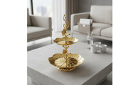 Two Tier Tray Stand Lightweight Tier Tray with Central Stem Compact for Vanity