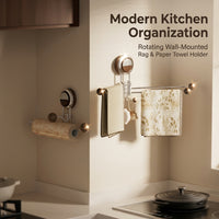Dish Cloth Holder with Suction Cup for Sink Area, Rotating Stainless Steel Rag for Small Kitchen Organization