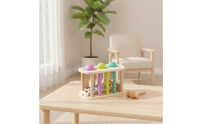 Developmental Wooden Pounding Toy with Mallet Sensory Pounding Bench with Mallet Compact Wooden Hammer Toy Rounded Edges for Toddlers, Playroom