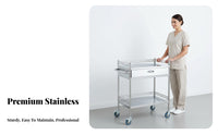 Rust-Resistant Stainless Steel Medical Trolley Long-Lasting Construction Stainless Steel Medical Cart Easy to Clean Rolling Instrument Cart Quiet Locking Casters for Medical Facility Personnel, Veterinarians, Laboratoryoratory Oratories, Oral Away Ices