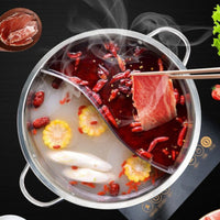 Divided Hot Pot Thickened Hot Pot with Divider Polished Cookware for Families, Parties