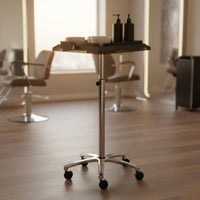 Effortless Moving Wheels Hair Extension Trolley Cart Anti-Winding Casters Rolling Hairpiece Holder Stand Sturdy Support Base Adjustable Salon Tray Stand for Barbers, Barbershop, Hairdressing Institute