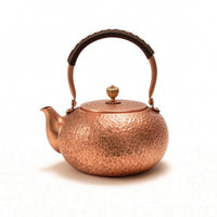 Handmade Copper Tea Kettle Insulated Handle Tea Kettle with Hinged Lid Polished Vessel Hammered for Collectors, Kitchen Countertop