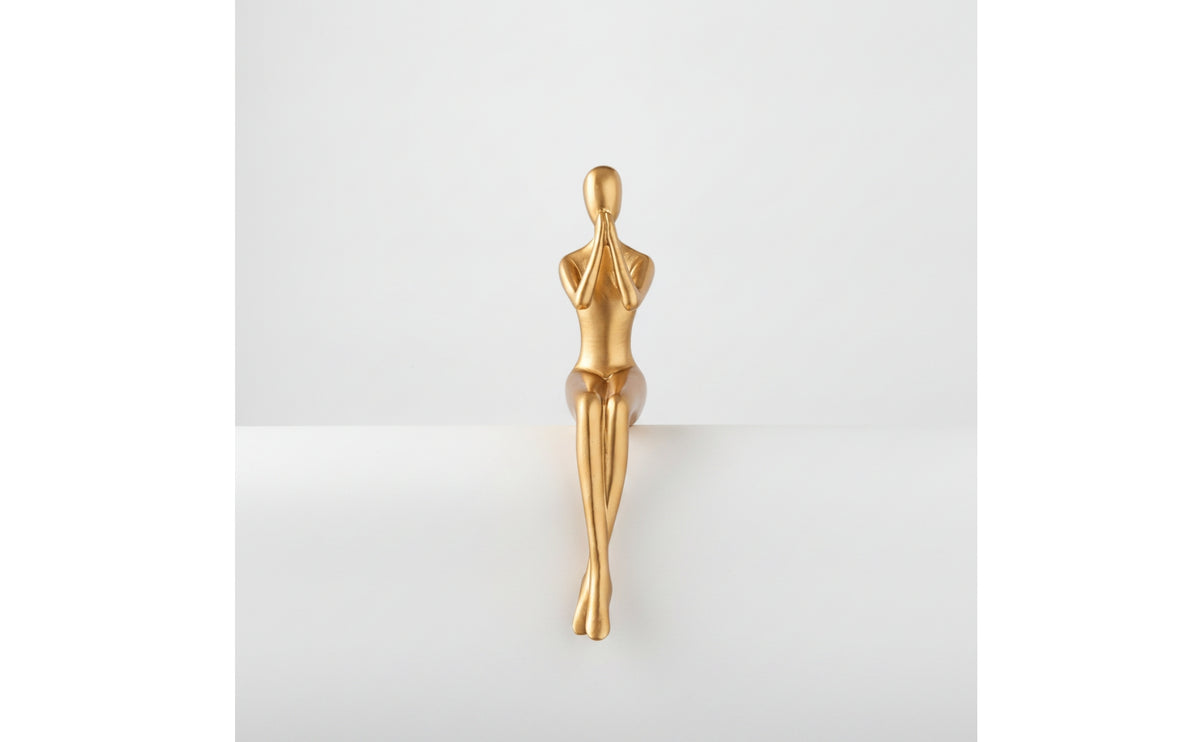 Gilded Gold Faceless Human Figurine Minimalist Resin Figurine Nordic Shelf Ornament Modern for Bookshelf, Entryway, Living Room, Office