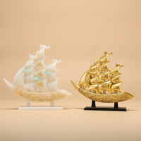 Layered Sailboat Statue with Base Engraved Sailboat Sculpture Elegant Sailing Boat Ornament Modern for Homeowners, Art Collectors, Living Room, Office, Entryway, Display Cabinet