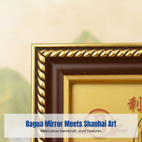 Shanhai Town Bagua Mirror, Round Convex Mirror Hanging Decoration, Hand-Painted Metal Craft, Indoor Outdoor Decor