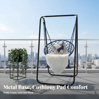 Nordic Design Freestanding Pod Chair Tassel Design Swing Seat Comfortable Lounge Furniture Hand-Woven for Children, Adults, Teens, Indoor, Balcony, Living Room, Bedroom