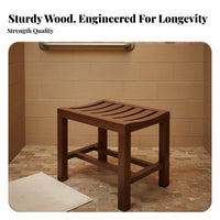 Curved Wooden Bath Stool Non-Slip Feet Shower Seat Waterproof for Sauna, Elderly