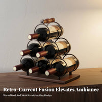 Stylish Design Freestanding Wine Stand Artistic Display Countertop Wine Holder Sturdy Construction Bar Accessory Space Saving for Homeowners, Gift Givers, Adults, Living Room, Tabletop, Kitchen, Pantry