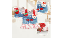 Dog Harness Dress with Leash Strawberry Cat Harness Dress with Leash Ruffled Cute for Small Dogs, Outdoor Walking, Daily Walks