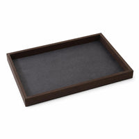 Jewelry Tray with Padded Insert Wood-Look Jewelry Display Tray Slim-Profile Rectangular for Collectors, Dresser, Retail Counter