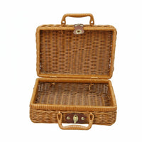 Handmade Rattan Suitcase Decorative Wicker Suitcase Box Multifunctional Woven Hand-Carry Trunk Lightweight for Gift Giving