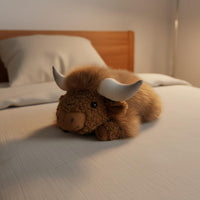 Lying Highland Bovine Stuffed Soft Highland Cow Stuffed Highland Cow Stuffed Toy Fuzzy Realistic Design for Children