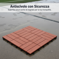 Outdoor PE Wood Plastic Composite Decking Tiles for Garden Patio Balcony, 300x300mm Interlocking WPC Boards