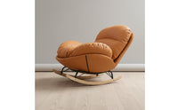 Lazy Sofa Chair Breathable Textile Eggshell Lounge Chair Soft Padding Recliner Sturdy Wood Base Living Room Furniture