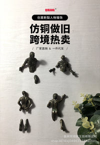 跨境热款断裂人物墙饰欧美式工业风家居墙壁隔断仿铜装饰品小摆件