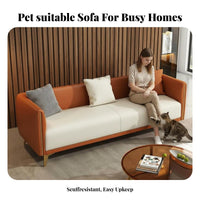Light Luxury Design Straight-Line 3-Person Settee Pet-Friendly Couch Scratch-Resistant Lounge Seating Minimalist Design for Apartment Dwellers, Families, Young Adults, Living Room, Reception Area, Shop, Office