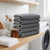 Extra-fine Microfiber Glass Cleaning Cloths, Efficient Bathroom Drying Cloth for Panes and Mirrors, Streak-clear Dark Gray 5-Pack Unit