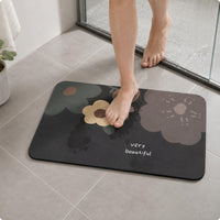 Diatomaceous Earth Bath Mat Rounded Corners Home Textile Printed for Toilet Area
