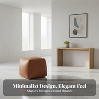 Minimalist Design Square Pouf with Handle Nordic Aesthetic Upholstered Footrest Cube Versatile Use Ottoman Long-Lasting Construction for Interior Designers, Homeowners, Entryway, Living Room, Home Office, Reading Nook