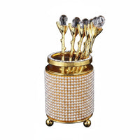 6 Pieces Coffee Spoon Countertop Utensil Holder Easy to Spotless Surface Spoon Holder Opening Top Metal Flatware Organizer for Restaurant