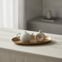 Oval Serving Tray Decorative Oval Serving Platter Elegant Aluminum Tray for Tea Service, Fruit Display