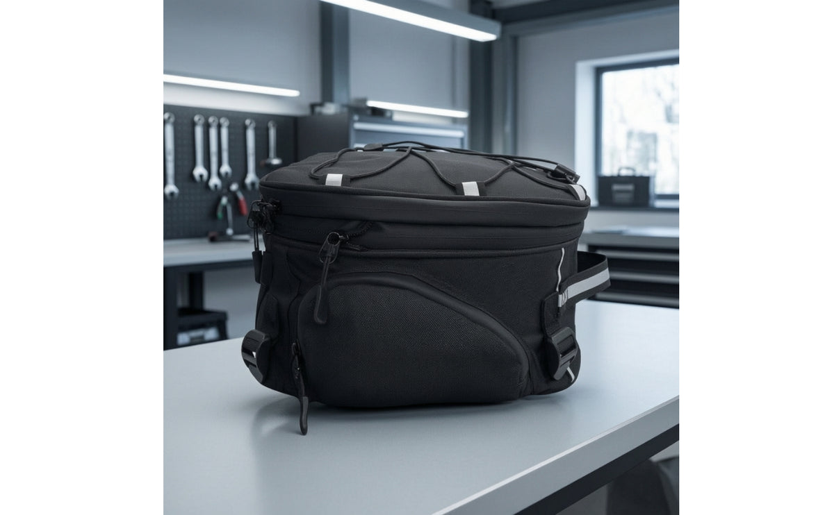Motorcycle Tail Bag Reflective Motorcycle Rear Rack Bag Structured Luggage for Motorcyclists, Long-Distance Riding