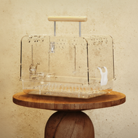 Portable Acrylic Bird Carrier Cage for Parrots, Cockatiels, Peonies, and Budgerigars - Travel Cage for Small Birds