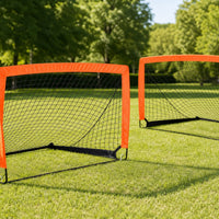2 Pieces Soccer Goal with Ground Stakes Compact Portable Soccer Goal Stable Athletic Gear for Children, Children