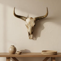 Vintage Finish Bison Head Wall Mount Rustic Faux Bison Skull Decor Realistic Creature Skull Wall Decor Resin for Bar, Restaurant