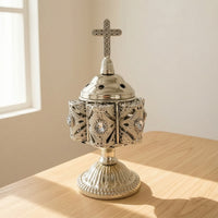 Tabletop Scent Holder Metal Scent Holder with Lid Ornate Censer for Prayer, Altar