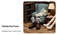 Doll Ankle Boots PU Leather 60cm Doll Shoes Fashionable Design Miniature Utility Boots for BJD Hobbyists