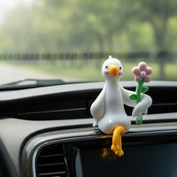 Cute Duck Car Ornament Cartoon Duck Figure with Orange Beak Playful Car Dashboard Decoration Lovely for Drivers